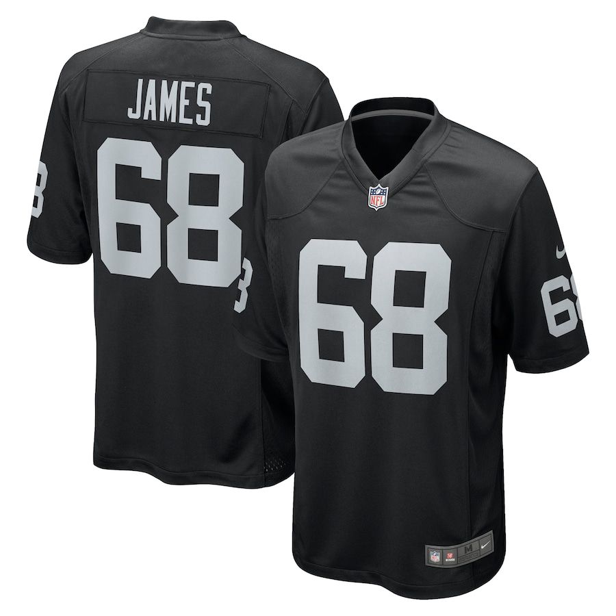 Men Oakland Raiders #68 Andre James Nike Black Game NFL Jersey
